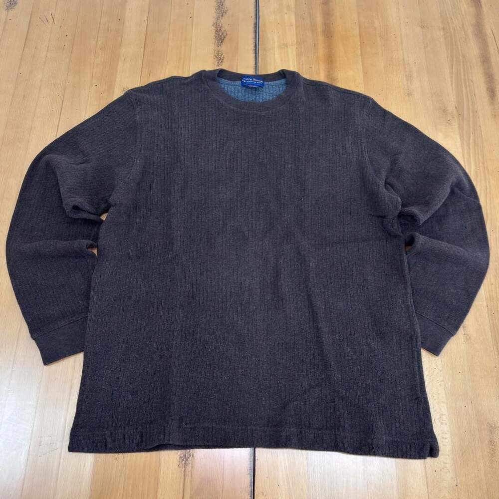 Club Room Ribbed Knit Sweater Size L Brown Cotton 90s Grunge